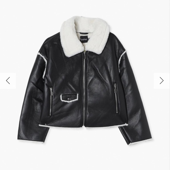Faux Fur Leather Jacket Boohoo - Picture 1 of 2